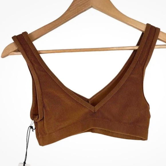 WeWoreWhat V-Neck Sport Bra Solid Brown Size Small BNWT - Picture 6 of 9